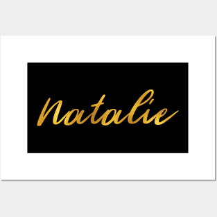 Natalie Name Hand Lettering in Faux Gold Letters Posters and Art